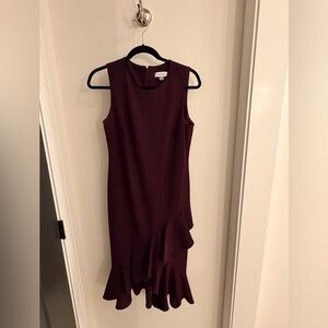 Calvin Klein Asymmetrical Plum Dress